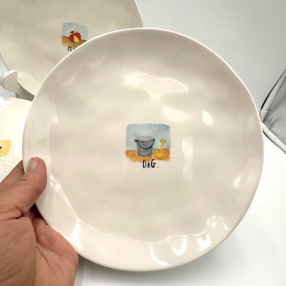 Snack Dessert Plate Pool Safe Beach ￼Set Let’s Go To The Beach Rae Dunn Melamine - Picture 5 of 7